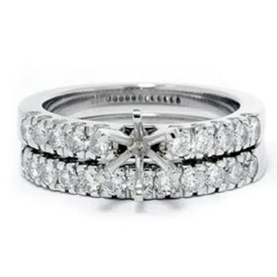 Pompeii3 1ct Diamond Engagement Matching Wedding Ring Setting In Silver