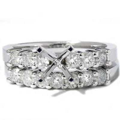 Pompeii3 1ct Diamond Engagement Matching Wedding Ring Setting In Silver