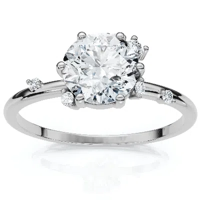 Pompeii3 1ct Diamond Flame Engagement Ring 14k Gold Lab Grown Ef/vs In Silver