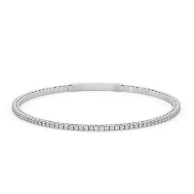 Pompeii3 1ct Diamond Flexible Oval Bangle Women's Bracelet 14k White Gold Lab Grown Size: 6.75 In Metallic