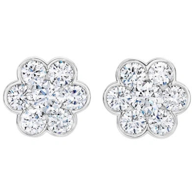 Pompeii3 1ct Diamond Floral Shape Studs Lab Grown Earrings White Or Yellow Gold In Metallic