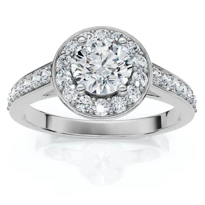 Pompeii3 1ct Diamond Halo Engagement Ring 14k Gold Or Platinum Lab Grown Ef/vs In Metallic
