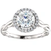 Pompeii3 1ct Diamond Halo Vintage Solitaire Round Cut Intertwined Band 14k White Gold In Multi