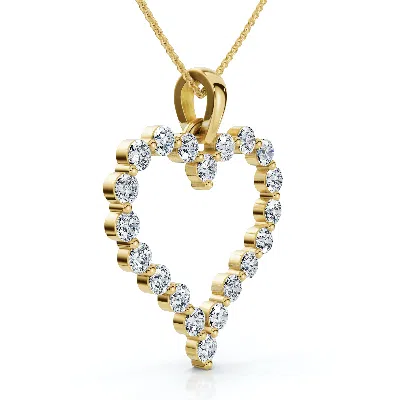 Pompeii3 1ct Diamond Heart Pendant 10k Gold Lab Grown 18" Women's Necklace Size: 1" Tall