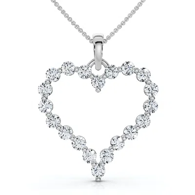 Pompeii3 1ct Diamond Heart Pendant 10k Gold Lab Grown 18" Women's Necklace Size: 1" Tall In Silver