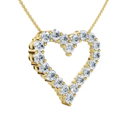 Pompeii3 1ct Diamond Heart Pendant 14k Gold Lab Grown 3/4" Tall Necklace In Multi