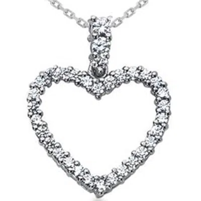 Pompeii3 1ct Diamond Heart Pendant 14k White Gold Necklace In Silver
