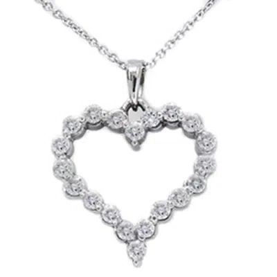 Pompeii3 1ct Diamond Heart Shaped Pendant 14k White Gold New In Silver