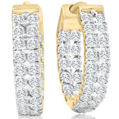 Pompeii3 1ct Diamond Hoops In 10k Yellow Gold Lab Grown 14.55mm Tall In Silver