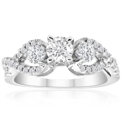 Pompeii3 1ct Diamond Infinity Twist Engagement Ring 14k White Gold In Silver