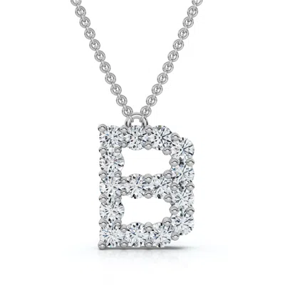 Pompeii3 1ct Diamond Initial "b" Pendant 14k Gold 18" Necklace Lab Grown 5/8" Tall In Metallic