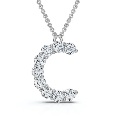 Pompeii3 1ct Diamond Initial "c" Pendant 14k Gold 18" Necklace Lab Grown 5/8" Tall In Metallic