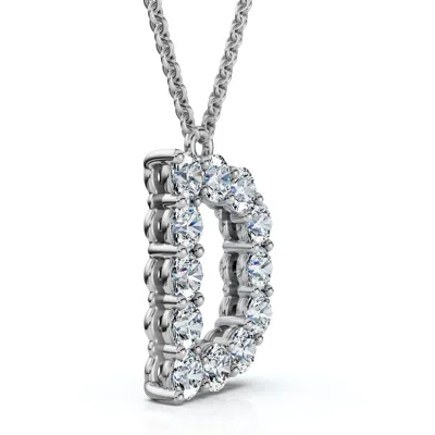 Pompeii3 1ct Diamond Initial "d" Pendant 14k Gold 18" Necklace Lab Grown 5/8" Tall In Metallic