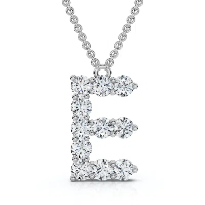 Pompeii3 1ct Diamond Initial "e" Pendant 14k Gold 18" Necklace Lab Grown 5/8" Tall In Burgundy