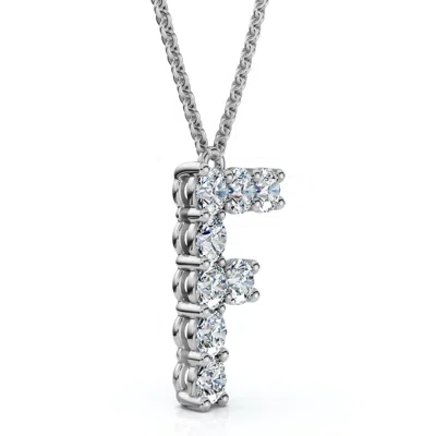 Pompeii3 1ct Diamond Initial "f" Pendant 14k Gold 18" Necklace Lab Grown 5/8" Tall In Metallic