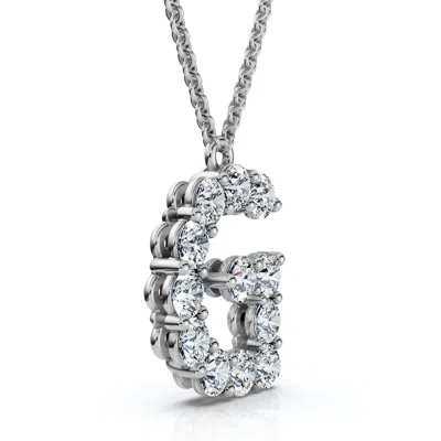 Pompeii3 1ct Diamond Initial "g" Pendant 14k Gold 18" Necklace Lab Grown 5/8" Tall In Metallic