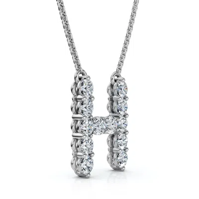 Pompeii3 1ct Diamond Initial "h" Pendant 14k Gold 18" Necklace Lab Grown 5/8" Tall In Metallic
