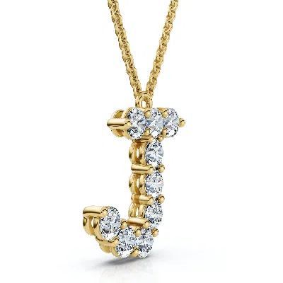 Pompeii3 1ct Diamond Initial "j" Pendant 14k Gold 18" Necklace Lab Grown 5/8" Tall In Pink