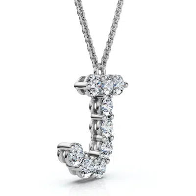 Pompeii3 1ct Diamond Initial "j" Pendant 14k Gold 18" Necklace Lab Grown 5/8" Tall In White