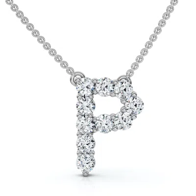 Pompeii3 1ct Diamond Initial "p" Pendant 14k Gold 18" Necklace Lab Grown 5/8" Tall In Burgundy