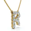 Pompeii3 1ct Diamond Initial "r" Pendant 14k Gold 18" Necklace Lab Grown 5/8" Tall In Gold