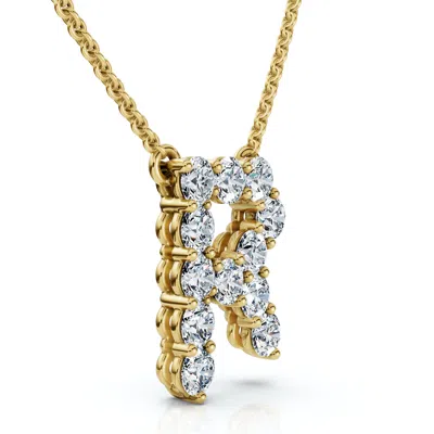 Pompeii3 1ct Diamond Initial "r" Pendant 14k Gold 18" Necklace Lab Grown 5/8" Tall