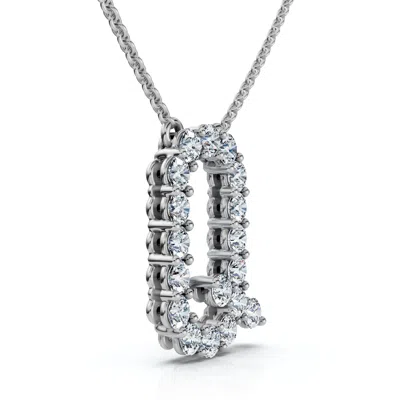 Pompeii3 1ct Diamond Initial "r" Pendant 14k Gold 18" Necklace Lab Grown 5/8" Tall In Silver