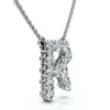 Pompeii3 1ct Diamond Initial "r" Pendant 14k Gold 18" Necklace Lab Grown 5/8" Tall In Metallic