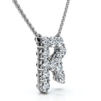 Pompeii3 1ct Diamond Initial "r" Pendant 14k Gold 18" Necklace Lab Grown 5/8" Tall In Metallic