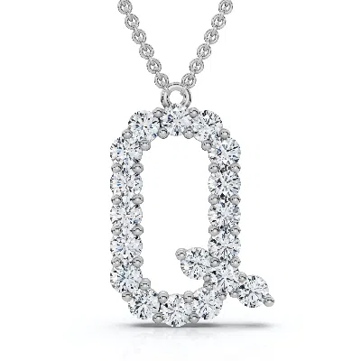 Pompeii3 1ct Diamond Initial "r" Pendant 14k Gold 18" Necklace Lab Grown 5/8" Tall In Silver