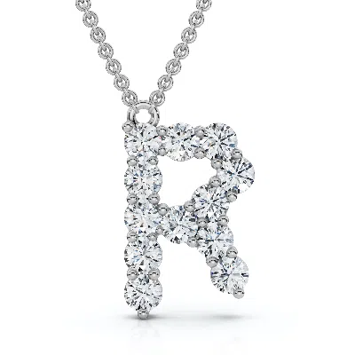 Pompeii3 1ct Diamond Initial "r" Pendant 14k Gold 18" Necklace Lab Grown 5/8" Tall In White