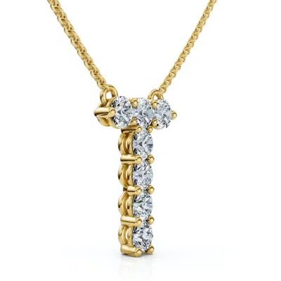 Pompeii3 1ct Diamond Initial "t" Pendant 14k Gold 18" Necklace Lab Grown 5/8" Tall
