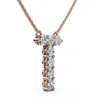 Pompeii3 1ct Diamond Initial "t" Pendant 14k Gold 18" Necklace Lab Grown 5/8" Tall In Burgundy