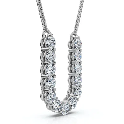 Pompeii3 1ct Diamond Initial "u" Pendant 14k Gold 18" Necklace Lab Grown 5/8" Tall In Silver
