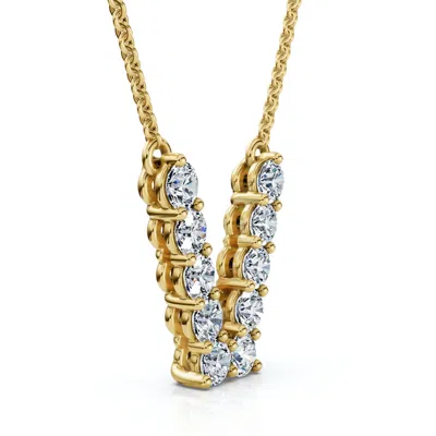 Pompeii3 1ct Diamond Initial "v" Pendant 14k Gold 18" Necklace Lab Grown 5/8" Tall