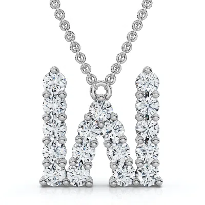 Pompeii3 1ct Diamond Initial "w" Pendant 14k Gold 18" Necklace Lab Grown 5/8" Tall In Silver