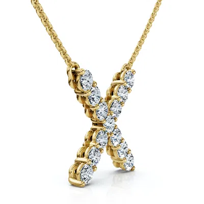 Pompeii3 1ct Diamond Initial "x" Pendant 14k Gold 18" Necklace Lab Grown 5/8" Tall