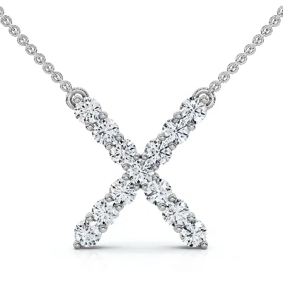 Pompeii3 1ct Diamond Initial "x" Pendant 14k Gold 18" Necklace Lab Grown 5/8" Tall In Metallic