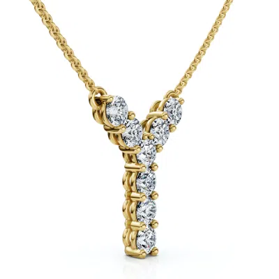 Pompeii3 1ct Diamond Initial "y" Pendant 14k Gold 18" Necklace Lab Grown 5/8" Tall