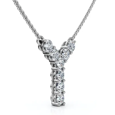 Pompeii3 1ct Diamond Initial "y" Pendant 14k Gold 18" Necklace Lab Grown 5/8" Tall In Metallic