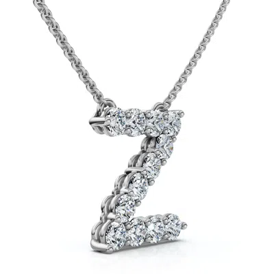 Pompeii3 1ct Diamond Initial "z" Pendant 14k Gold 18" Necklace Lab Grown 5/8" Tall In Silver