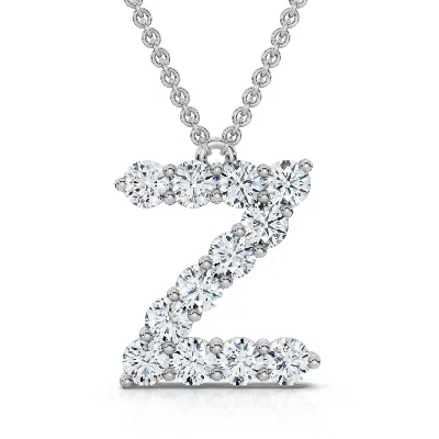 Pompeii3 1ct Diamond Initial "z" Pendant 14k Gold 18" Necklace Lab Grown 5/8" Tall In Metallic