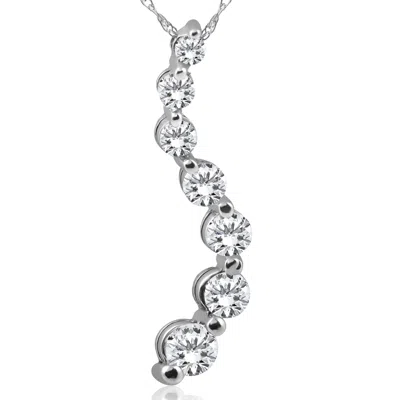 Pompeii3 1ct Diamond Journey Pendant 14k White Gold New 1" Tall In Transparent