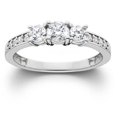 Pompeii3 1ct Diamond Lab Grown 3-stone Engagement Ring White Yellow Rose Gold Or Platinum In Metallic