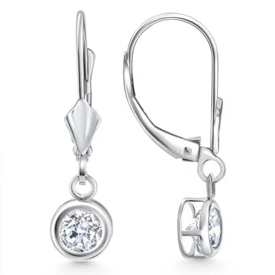 Pompeii3 1ct Diamond Lab Grown Dangle Lever Back Hoop Earrings 14k White Gold In Multi