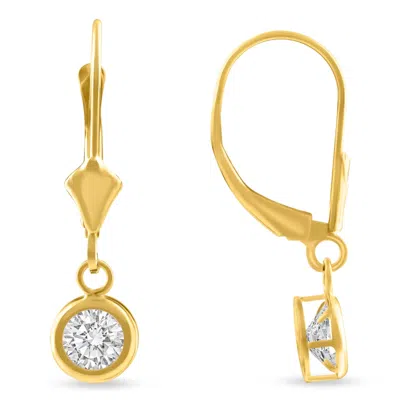 Pompeii3 1ct Diamond Lab Grown Dangle Lever Back Hoop Earrings 14k Yellow Gold In Silver