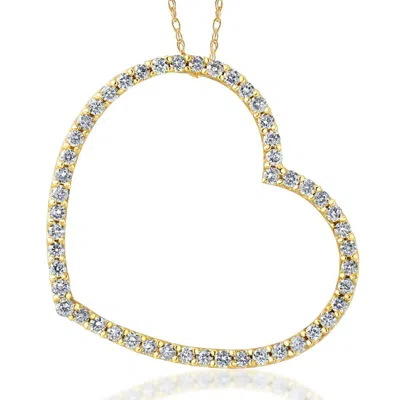 Pompeii3 1ct Diamond Large Heart Shape Pendant 10k Yellow Gold In Multi