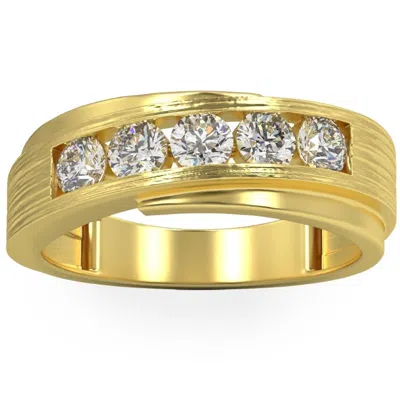 Pompeii3 1ct Diamond Men's Ring Brushed Wedding Band In White Rose Or Yellow Gold