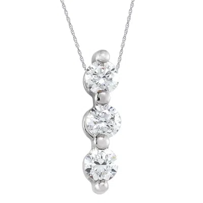 Pompeii3 1ct Diamond Necklace Three Stone Pendant In 10k White Or Yellow Gold