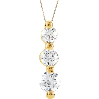 Pompeii3 1ct Diamond Necklace Three Stone Pendant In 10k White Or Yellow Gold In Metallic